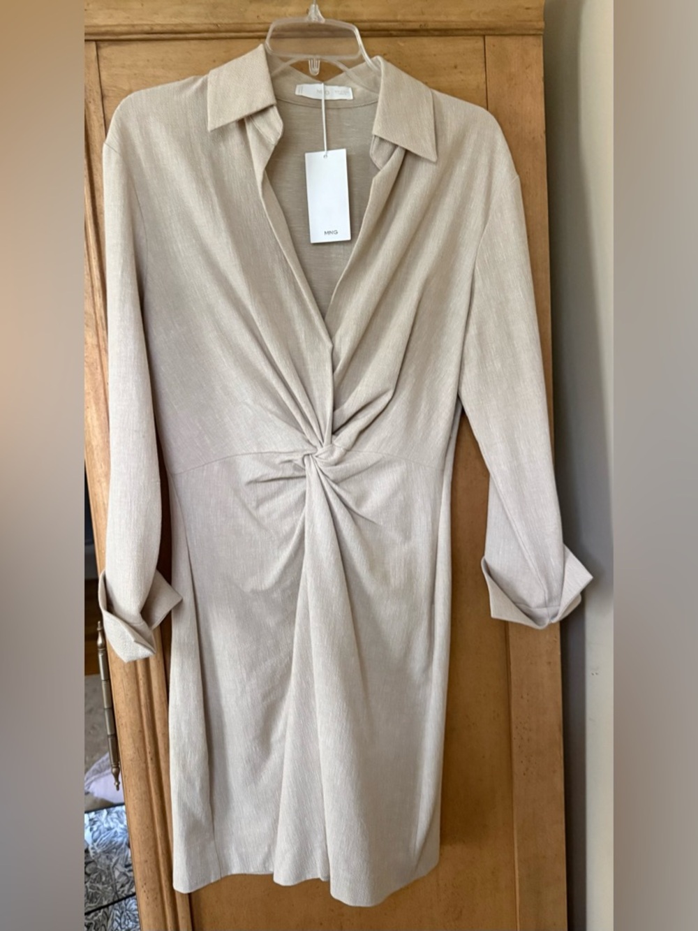 Mango Neutral Beige Long Sleeve Dress -NWT - Ladies M/Size 6